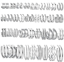 Load image into Gallery viewer, 36 Pairs Gold Hoop Earrings Set for Women, Chunky Gold Earrings Multipack, Trendy Silver Hoop Earring Pack Jewelry