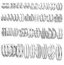 Load image into Gallery viewer, 36 Pairs Gold Hoop Earrings Set for Women, Chunky Gold Earrings Multipack, Trendy Silver Hoop Earring Pack Jewelry