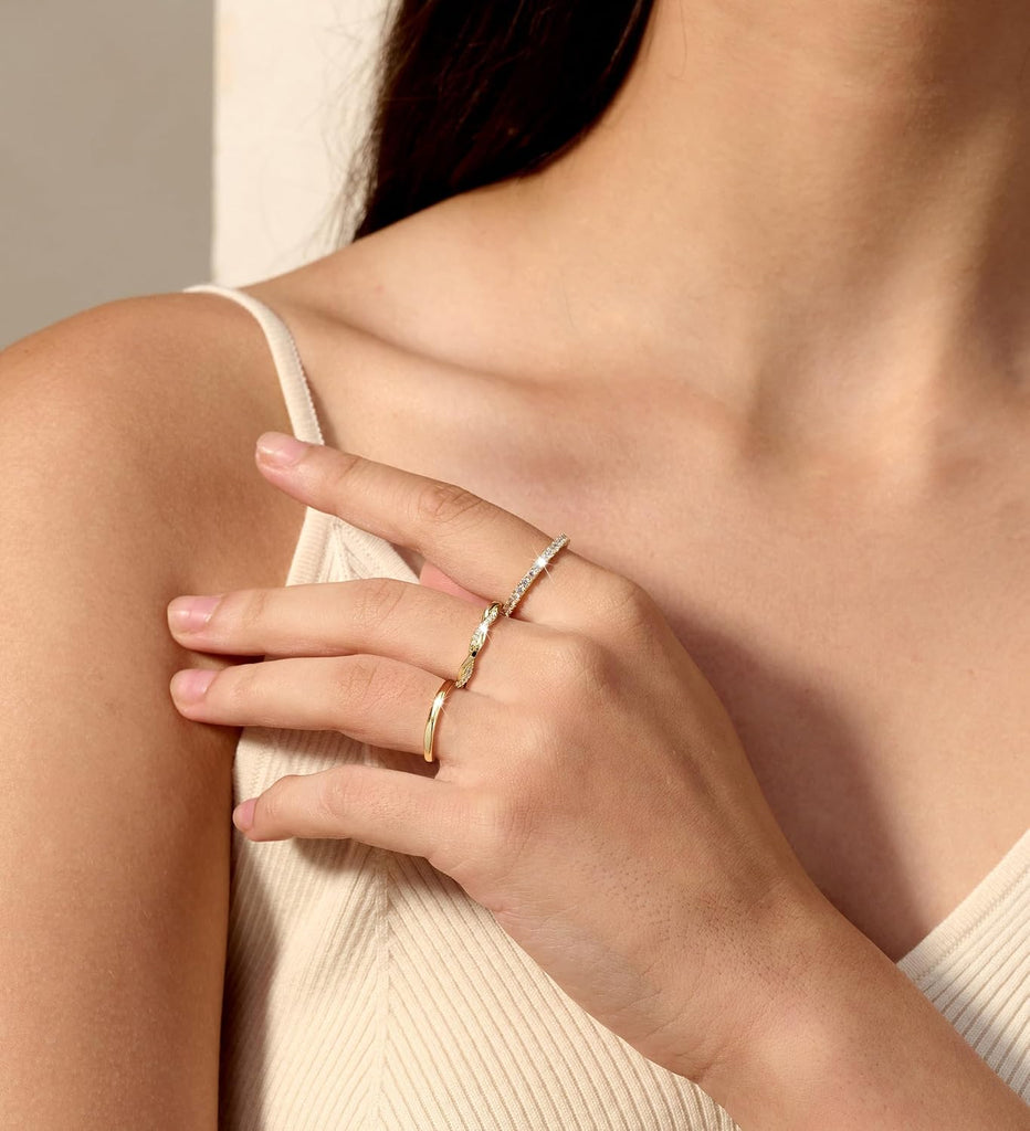 14K Gold Plated Stackable Rings Set for Women – view 3