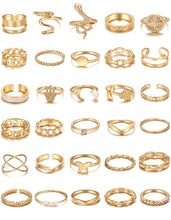 将图片加载到图库查看器，25 Pcs Gold Rings Set for Women, Thin Stackable Knuckle Finger Midi Rings, Simple Stacking Cute Ring Pack Trendy Stuff Jewelry Gift