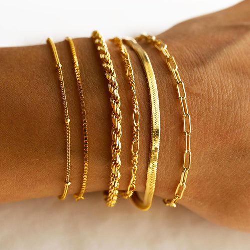 Gold Bracelets for Women, 14K Gold Plated, Waterproof
