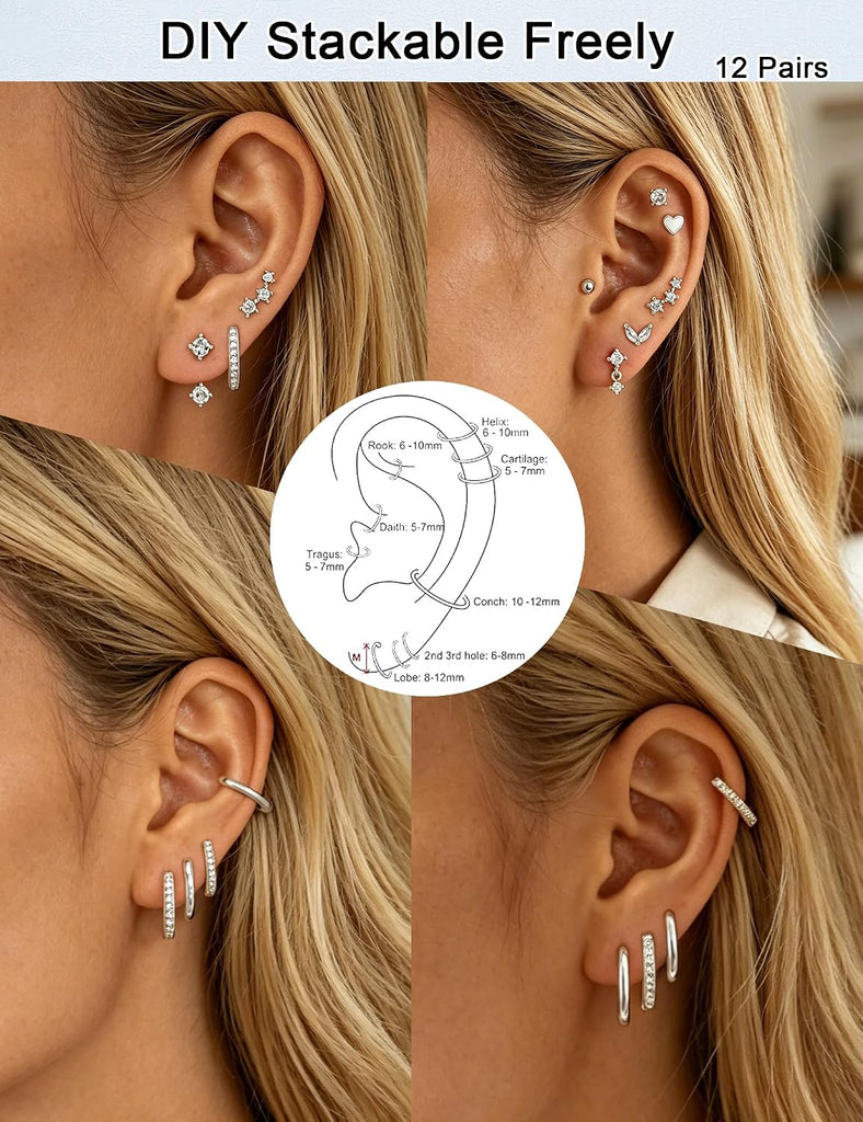 Flat Back Stud Earrings — 316L Stainless, Hypoallergenic
