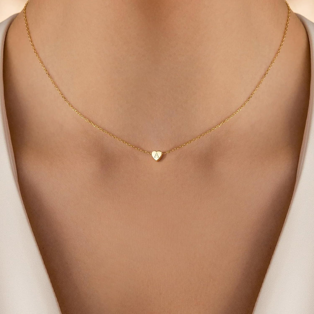 Heart Initial Necklace — A–Z, 14K Gold Plated