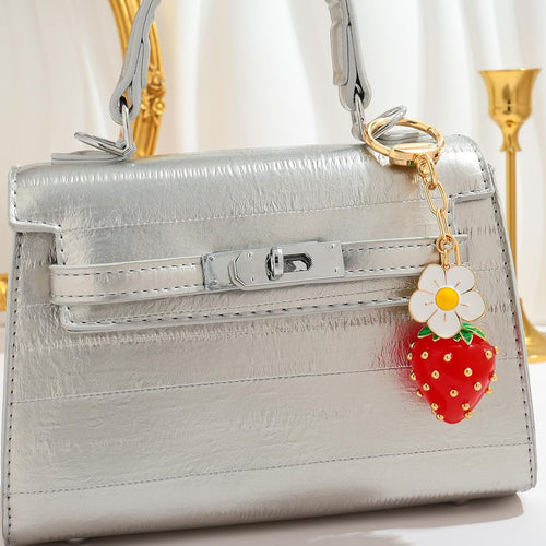 Strawberry Gold Bag Charm Keychain For Women