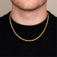 Load image into Gallery viewer, Rope Chain Necklace for Men Women, 316L Stainless Steel Twist Link Chain for Men, Gold Silver Black Tone, Hypoallergenic