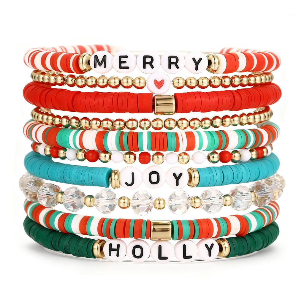 13pcs Boho Brown Gold Beaded Stretch Bracelets for Women, Heishi Clay Surfer Stackable Bracelet Stacks Summer Beach Jewelry