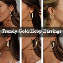 Load image into Gallery viewer, Gold Hoop Earrings Set — 18 Pairs, Everyday Lightweight Hoops