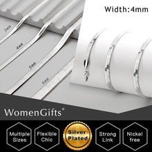 Load image into Gallery viewer, 4mm Dainty Silver Long Herringbone Necklace for Women, Stainless Steel – view 5