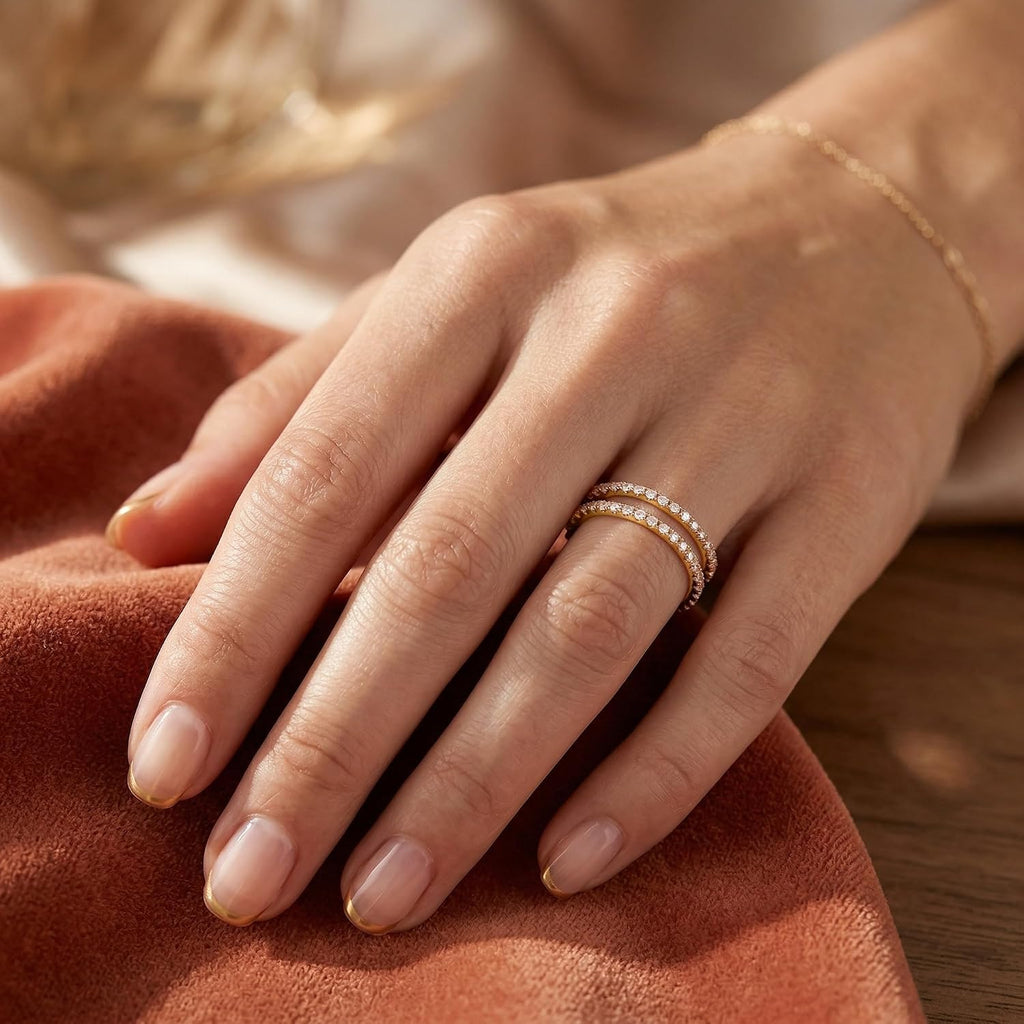 Size 6.5 Pinky Dainty Pavé Eternity Bands for Women – view 5