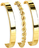 Gold Bangle & Cuff Stack — Adjustable, Non Tarnish