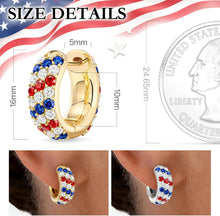 将图片加载到图库查看器，Red, White &amp; Blue Hoop Earrings — 14K Gold Plated, Cubic Zirconia