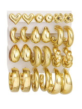 Load image into Gallery viewer, Chunky Silver Hoop Earrings — 12 Pairs, Huggie Stack