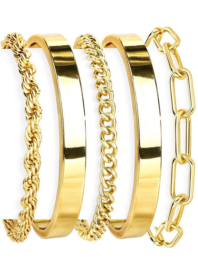 Gold Bracelets Set for Women, 14K Gold Plated, Sterling Silver – view 8