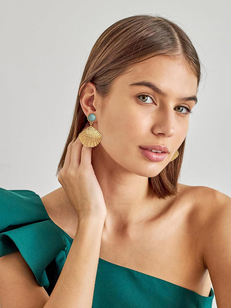 Gold Shell Stud Earrings