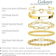 Load image into Gallery viewer, Gold Bracelets Set for Women, 14K Gold Plated, Sterling Silver – view 3