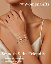 Load image into Gallery viewer, Dainty Gold Bracelet for Women Trendy , Thin Bracelets Stackable Set with Bangle Cuff, Box, Herringbone