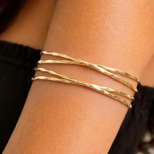14K Gold Plated Arm Cuff — Adjustable Open Armlet