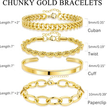 Load image into Gallery viewer, Chunky Gold Bracelet Stack — 14K Plated, Waterproof