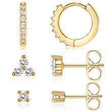 Load image into Gallery viewer, Dainty Gold CZ Stud Earrings — 14K Plated, Sterling Silver Post