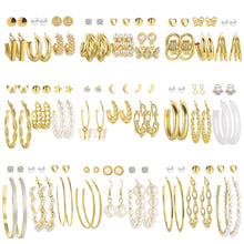 Load image into Gallery viewer, Chunky Gold Hoop Earrings — 42 Pair Multipack, Hypoallergenic