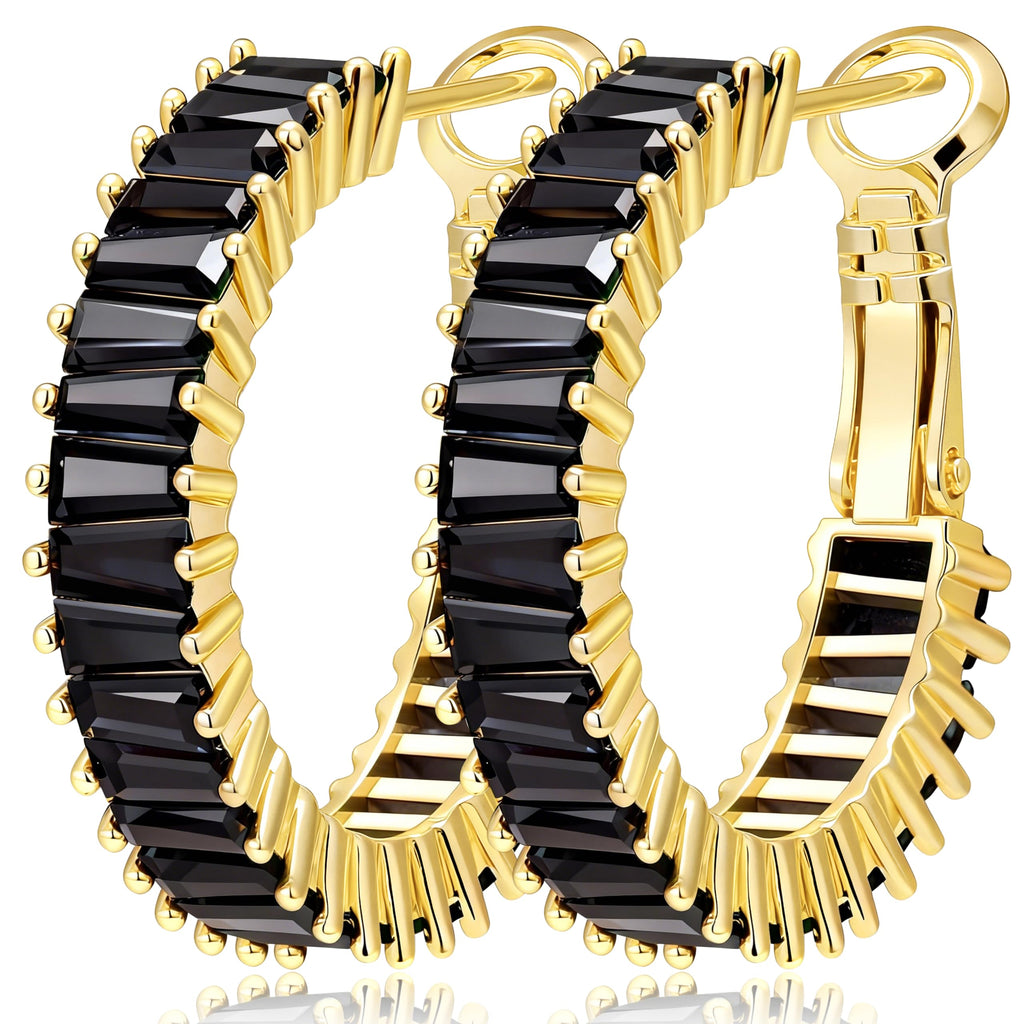 Navy Blue Birthstone Hoop Earrings — September, 25mm