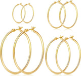 Gold Hoop Earrings Set — 14/20/30/40mm, Sterling Silver Post