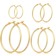 Load image into Gallery viewer, Gold Hoop Earrings Set — 14/20/30/40mm, Sterling Silver Post