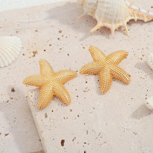 Load image into Gallery viewer, Gold Starfish Stud Earrings For Women Fashion Seashell Conch – view 4
