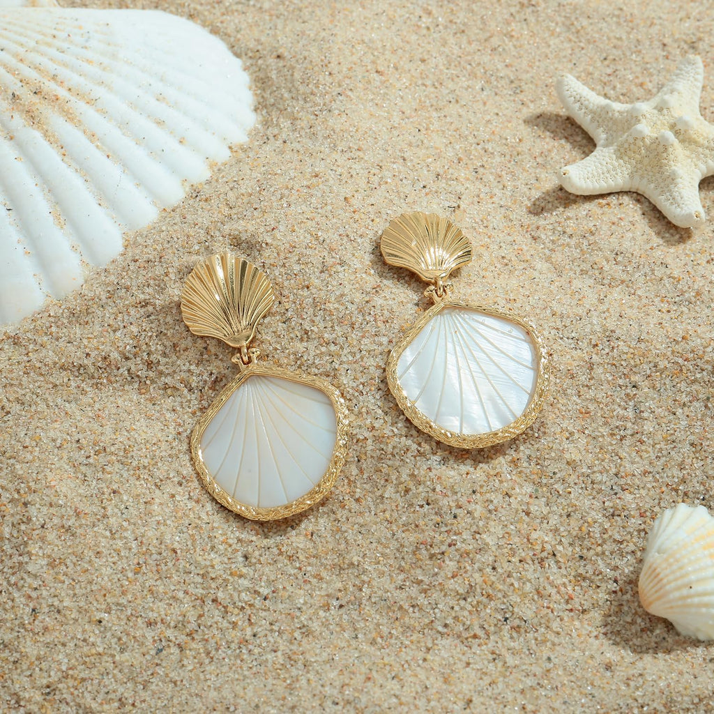 Gold Shell Fish Earrings For Women Chic Summer Beach Seashell – view 4