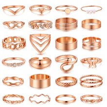 将图片加载到图库查看器，25 Pcs Gold Stackable Ring Set for Women, Chunky Knuckle Finger Midi Rings, Silver Simple Stacking Cute Rings Pack Trendy Stuff Jewelry Gift