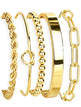 Load image into Gallery viewer, Gold Bracelets Set for Women, 14K Gold Plated, Sterling Silver – view 7