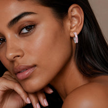 Load image into Gallery viewer, Light Pink Birthstone Hoop Earrings — October, 25mm
