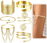 6PCS Gold Arm Cuff Bracelet Set, Adjustable Statement Upper Arm Jewelry