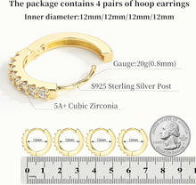 Load image into Gallery viewer, S925 Sterling Silver Cartilage Hoop Earrings — CZ Accent