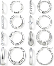 Load image into Gallery viewer, 8 Pairs Gold Hoop Earrings Set for Women, 14K Gold Plated