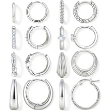 Load image into Gallery viewer, Gold Hoop Earrings — 8 Pairs, 14K Plated Everyday