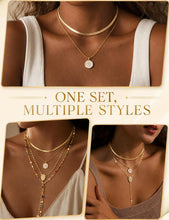 Load image into Gallery viewer, Layered Cross Necklace Set — 4 Pieces, 18K Gold Plated