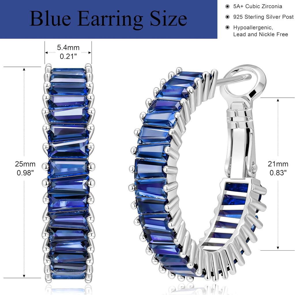 Navy Blue Birthstone Hoop Earrings — September, 25mm