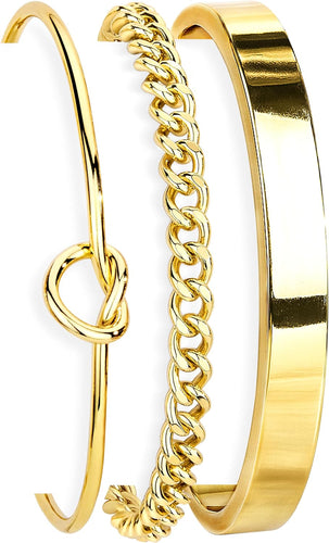 Cuban Link Bangle Cuff — Love Knot, Adjustable