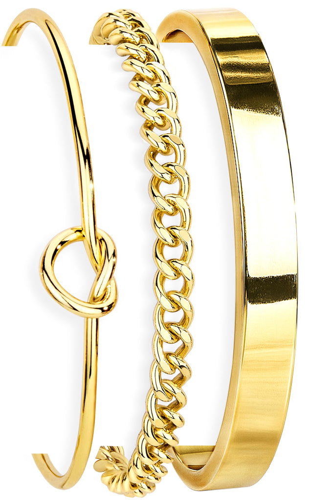 Gold Bangle Cuff Bracelet for Women, Dainty 14K Gold Cuban Forever Love Knot Infinity Bracelets for Women, Simple Link Chain
