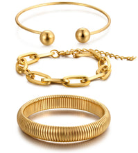 Load image into Gallery viewer, Chunky Gold Bangle Bracelets for Women, Dainty 14k Gold Plated Big Stackable Bangles Set, Trendy Statement Cuff Bracelet Stack Fashion Jewelry Gifts