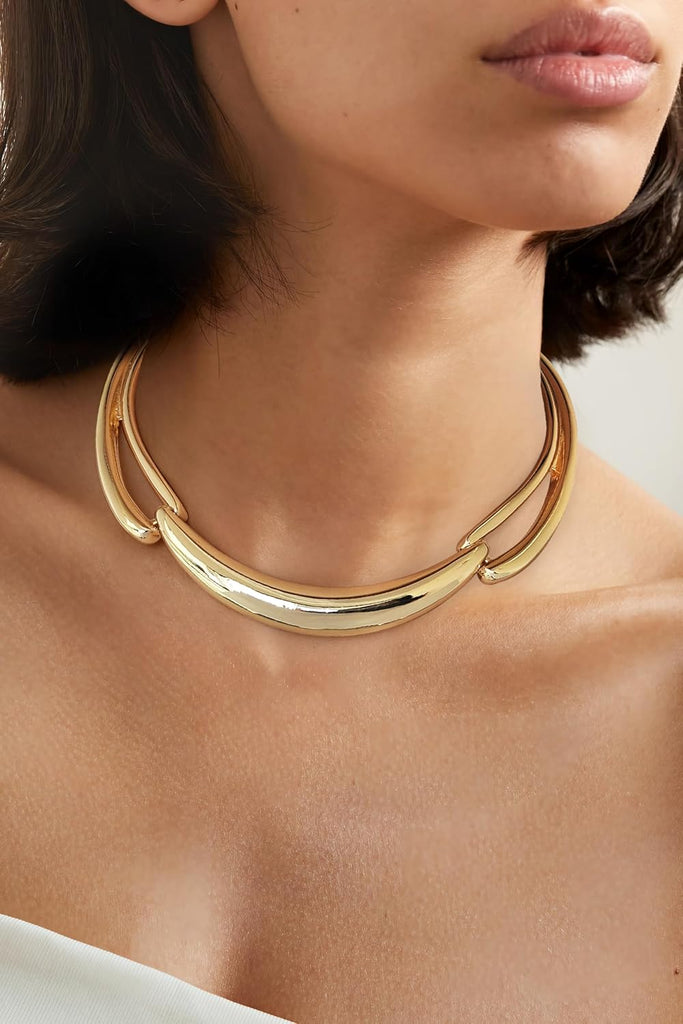 Gold Hammer Collar Curved Bar Collar Necklaces For Women – alternate view