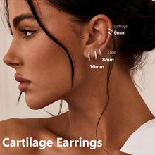 将图片加载到图库查看器，Small 5Pcs Silver CZ Huggie Hoop Cartilage Earrings Sets for Women