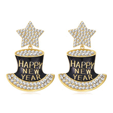 将图片加载到图库查看器，Happy New Year Rhinestone Dangle Earrings – view 9