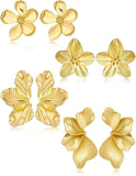 Gold Flower Statement Earrings — Irregular Leaf Drop
