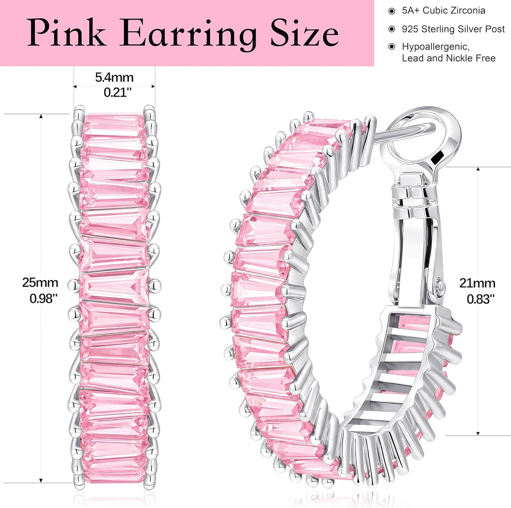 Light Pink Birthstone Hoop Earrings — October, 25mm