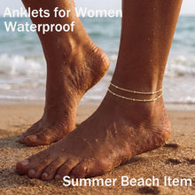 将图片加载到图库查看器，Dainty Gold Ankle Bracelets for Women Waterproof – alternate view