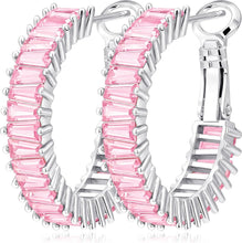 Load image into Gallery viewer, Light Pink Birthstone Hoop Earrings — October, 25mm