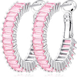 Light Pink Birthstone Hoop Earrings — October, 25mm