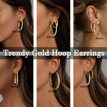 将图片加载到图库查看器，Gold Hoop Earrings Set — 12 Pairs, Lightweight Mixed Styles